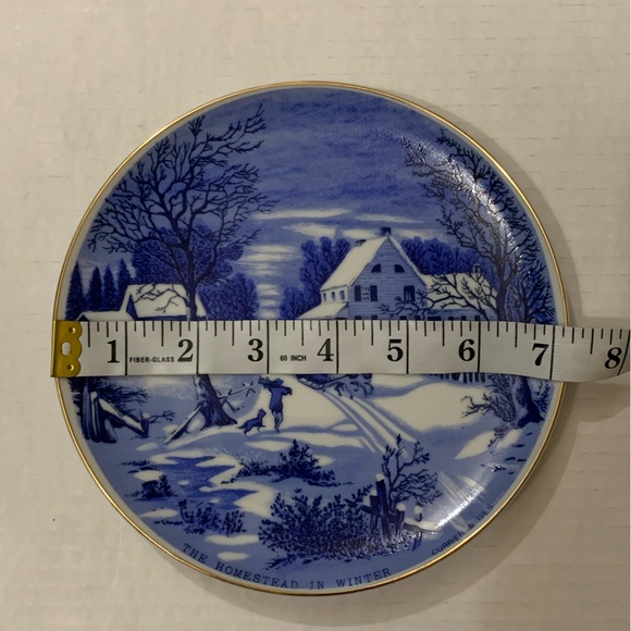 Vintage Currier & Ives Homestead In Winter Collectors Plate Blue Winter Scenery - Picture 5 of 6